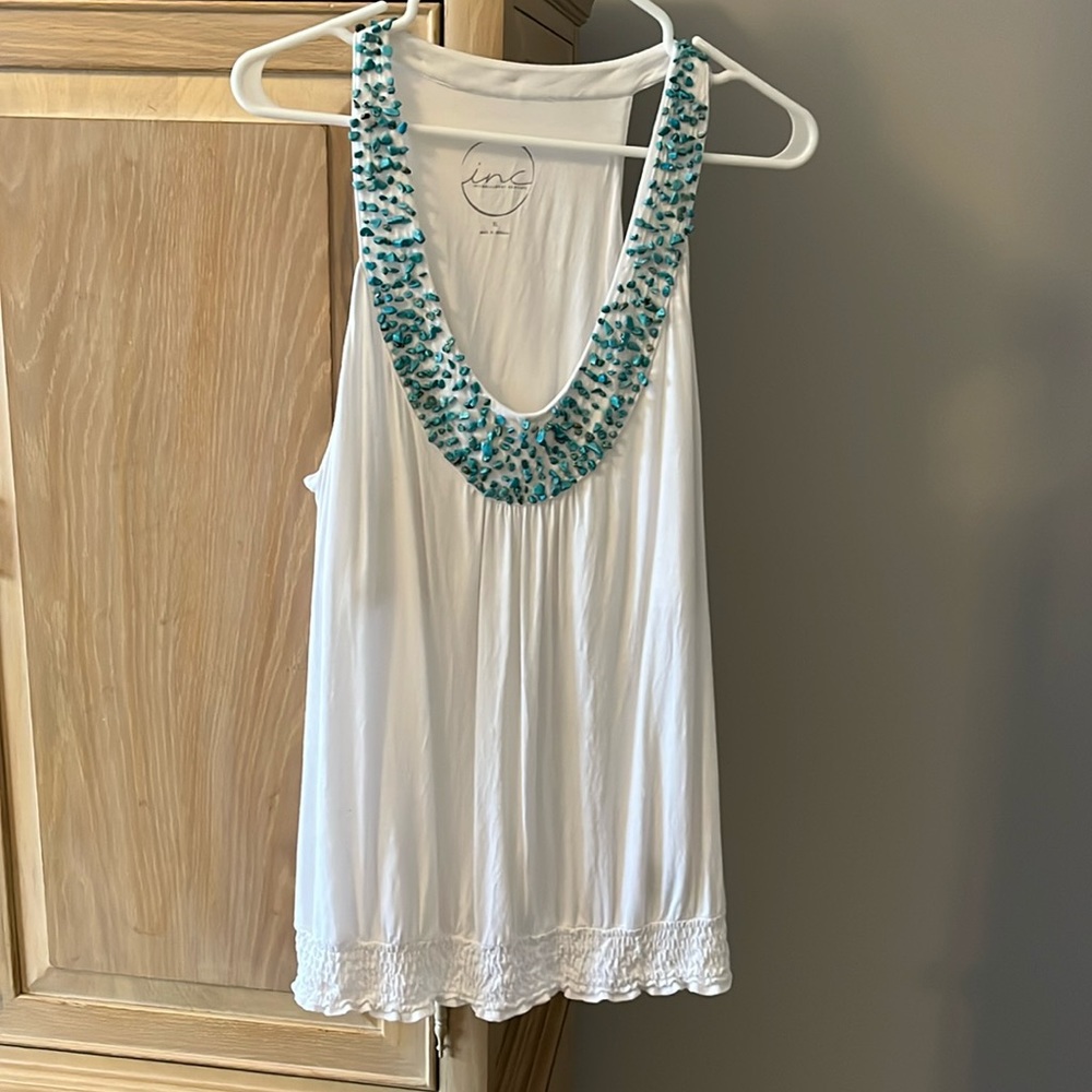 Turquoise Beaded Halter top size XL by INC